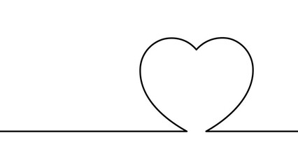 Wall Mural - heart animation love black white green screen heart | 2d animated love hearts | drawing line heart |