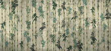 
Tropical Plant Bamboo Art Drawing On A Textured Background Photo Wallpaper In The Interior