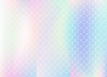 Holographic Mermaid Background With Gradient Scales.