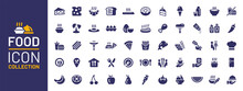 Food Icon Collection. Containing Meal, Restaurant, Dishes And Fruits Icon. Vector Illustration