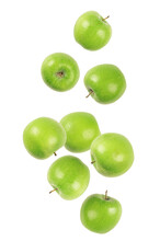 Green Apples Levitation Isolated On White