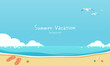 Vector illustration of summer sea and sky banner background with copy space. Tropical beach concept.