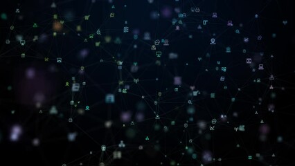 Aufkleber - digital data network with lines and dots connection, technology network and social connection abstra