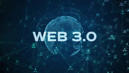 Aufkleber - web 3.0 background concept, technology digital of decentralized social network connection, 3d render