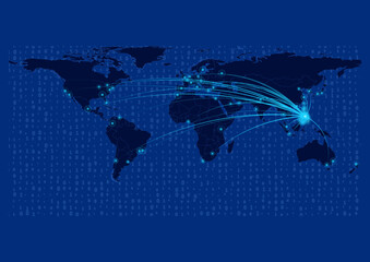 Wall Mural - Philippines map for technology or innovation or export concepts.  Connections of the country to major cities around the world. File is suitable for digital editing and prints of all sizes.