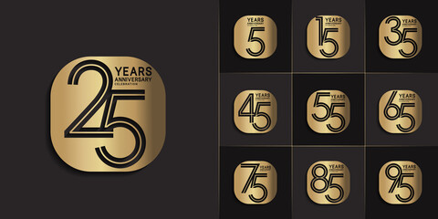 set of anniversary premium collection golden color can be use for celebration event