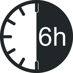 Wall Mural - 6 hour timer icon, watch icon vector