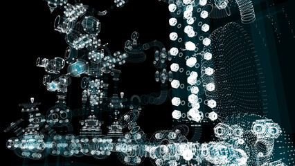 Poster - Particle hologram industrial equipment, valves, pipes and sensors