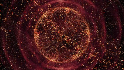 Wall Mural - abstract complicated global design appears and rotates on dark space like background then fades to b