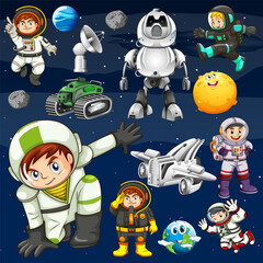 Wall Mural - Set of space objects in space