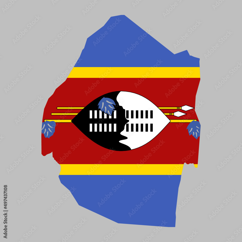 Swaziland flag inside the eSwatini map borders vector illustration ...