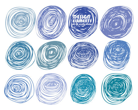 Colorful circle frames design elements for patterns, invitations, prints, greeting cards, sticker, logo design. Collection on white isolated background. Color inspiration reference. Vector illustratio