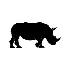 one-horned rhino silhouette on a white background