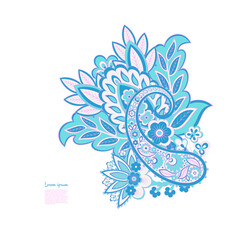  Paisley vector isolated pattern. Damask floral illustration in batik style