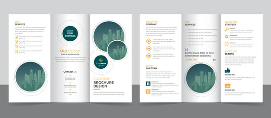 Wall Mural - Creative corporate modern business trifold brochure template, trifold layout, letter, a4 size brochure.