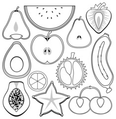 Wall Mural - A set of doodle about fruit on white background