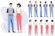 Various views of male and female characters set.
