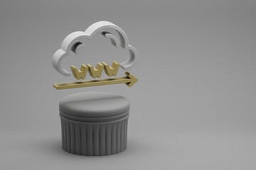 Aufkleber - Beautiful abstract illustrations Cloud Domain Name symbol icons on a column stand and wonderful background. 3d rendering illustration. Background pattern for design. Web Hosting