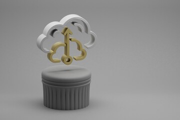 Aufkleber - Beautiful abstract illustrations Cloud Database Server symbol icons on a column stand and wonderful background. 3d rendering illustration. Background pattern for design. Web Hosting