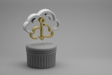 Aufkleber - Beautiful abstract illustrations Cloud Database Downgrade symbol icons on a column stand and wonderful background. 3d rendering illustration. Background pattern for design. Web Hosting