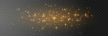 Fairy Dust Sparks And Golden Stars Shine With Special Light. Sparkling Magical Dust Particles. Abstract Stylish Light Effect. Dusty Shine Light. Vector Sparkles On Png Background. 