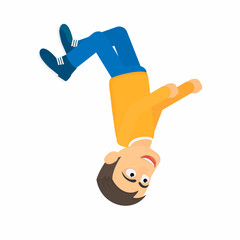 Parkour man. Gymnast does somersaults, vector illustration