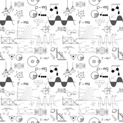 Wall Mural - Hand drawn physic formula Science knowledge education. Chemical formula and physics , math formula and physics vector, white background, hand drawn line math and physics formula