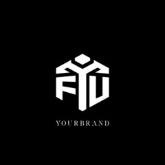 Initial FU logo hexagon shape geometric style