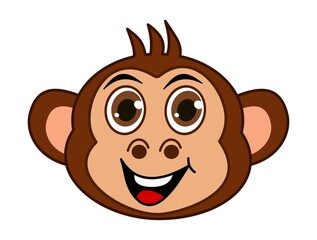 Sticker - Portrait of a smiling adult brown monkey with brown eyes  