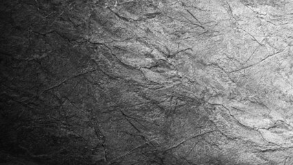 Sticker - Black white grunge background. Gradient. Rough cracked rock surface texture. Close-up. Gray stone background with space for design.
