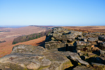 Wall Mural - A jumble of gritstone rocks along the top of Stanage Edge