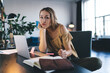 © BullRun - European girl learning online on laptop at home