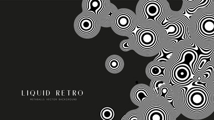 Poster - Liquid retro 3D zebra metaball, with organic structure. Abstract vector black and white background. Fluid futurisctic shapes.