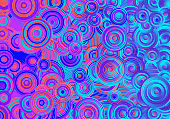 Sticker - Abstract psychedelic background with circles and lines of various widths in retro optical illusion style.