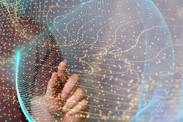 Neural network concept. Connected cells with links.