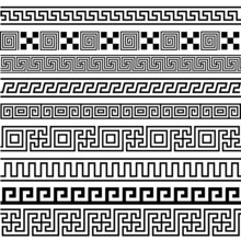 Ancient Greek Seamless Borders Frames Pattern Set