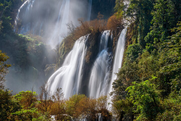  Thi lo su Waterfall,beautiful waterfall in deep in rain forest,Tak province, Thailand,