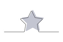 Star Shape Black Line Icon For Clients Good Review Vector Illustration. Continious Lineart With Grey Color, Design For Online Feedback On Product, Job Or Film In Social Media Isolated On White.