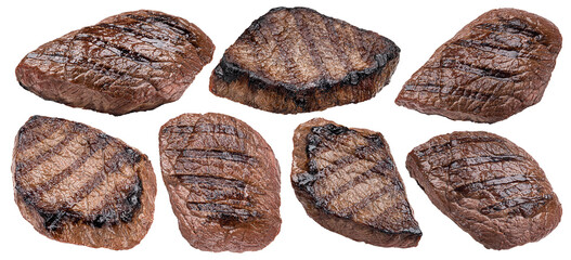 Grilled beef steak isolated on white background