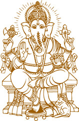 Vector illustration of a sketch of Lord Ganesha's outline