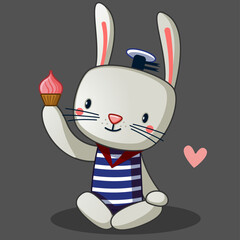 Wall Mural - cute bunny holding a cupcake