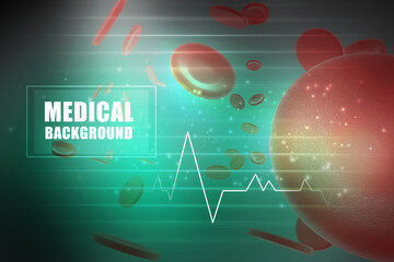 Poster - Heart with cardiogram - 2D illustration
