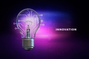 Poster - 3d rendering innovation lightbulb concept
