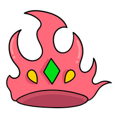 Wall Mural - fire king crown red, doodle icon drawing