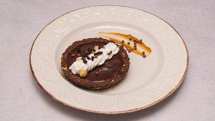 Sticker - Closeup shot of a tasty chocolate pie on a plate