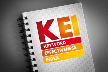 Poster - kei - keyword effectiveness index acronym on notepad, business concept background