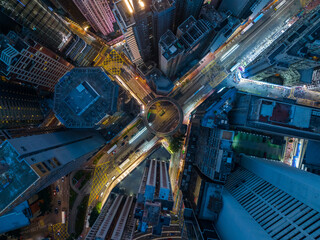Sticker - Top down view of Hong Kong city at night