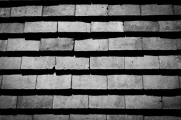 Sticker - Monochrome top view of old stone stairs, light and shadow combination