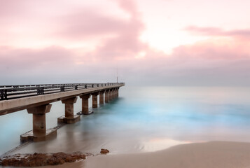 Closeup shot of a new bridge above the sea on a sunny day