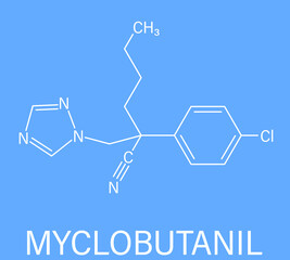 Poster - Myclobutanil antifungal molecule (triazole class). Skeletal formula.